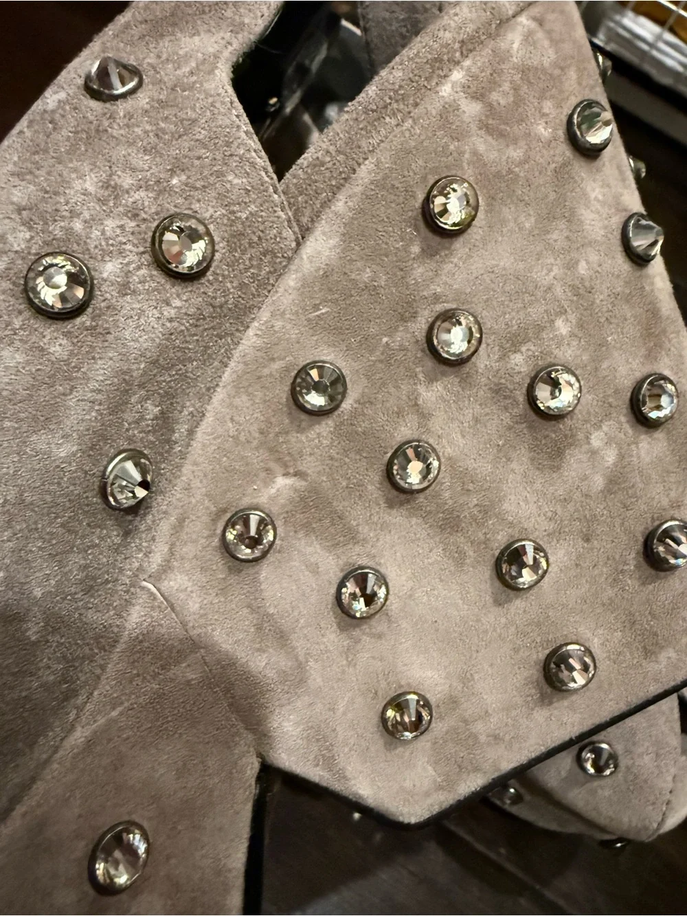 Robert Clergerie Gray Suede Studded Platform Slingbacks